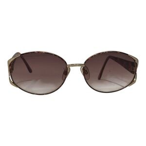 Yves Saint Laurent Vintage Oval Metal Sunglasses Brown Gradient Lens